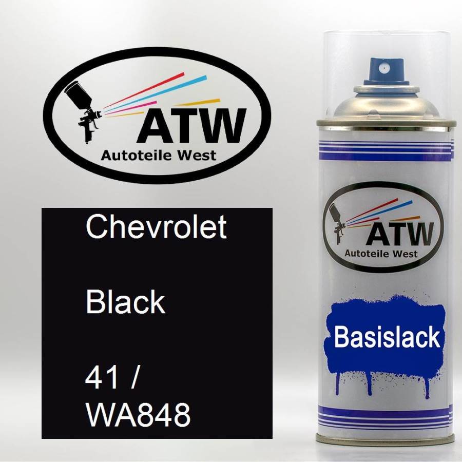 Chevrolet, Black, 41 / WA848: 400ml Sprühdose, von ATW Autoteile West.